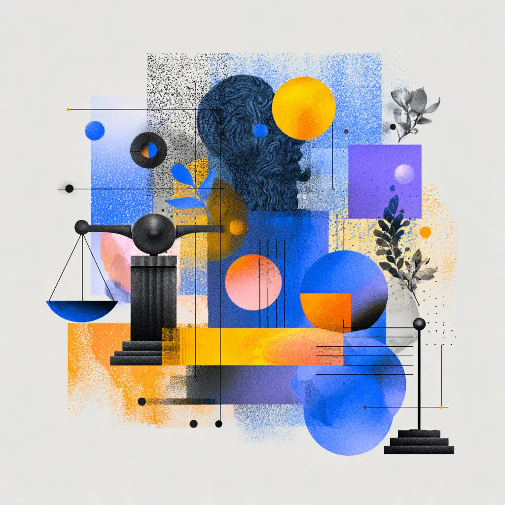 Authority As An Evidentiary Standard Abstract balance scale and geometric forms representing authority as an evidentiary standard in legal systems